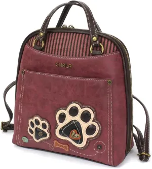 Chala Group Chala Handbags Paw Print Convertible Backpack Purse Dog Lover, 10.5'' x 10.5'' x 4''