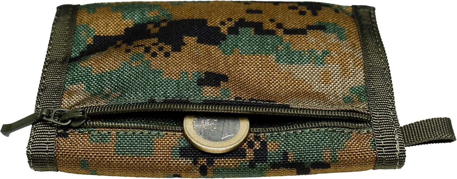 Chameleon Trifold Mens Nylon Wallet-Military Tactical Men Wallets- ID Card Holder - Canvas Thin Front Pocket Travel Wallet-Coin Zipper Pocket
