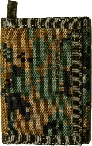 Chameleon Trifold Mens Nylon Wallet-Military Tactical Men Wallets- ID Card Holder - Canvas Thin Front Pocket Travel Wallet-Coin Zipper Pocket