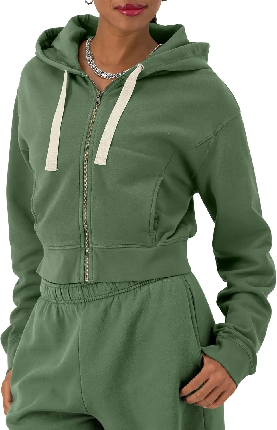 Champion Women's Sweatshirt, Vintage Wash Hoodie, Zip-Up Hoodie with Vintage Wash For Women