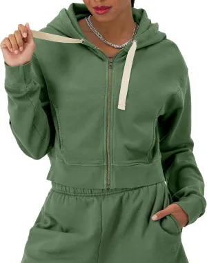 Champion Women's Sweatshirt, Vintage Wash Hoodie, Zip-Up Hoodie with Vintage Wash For Women
