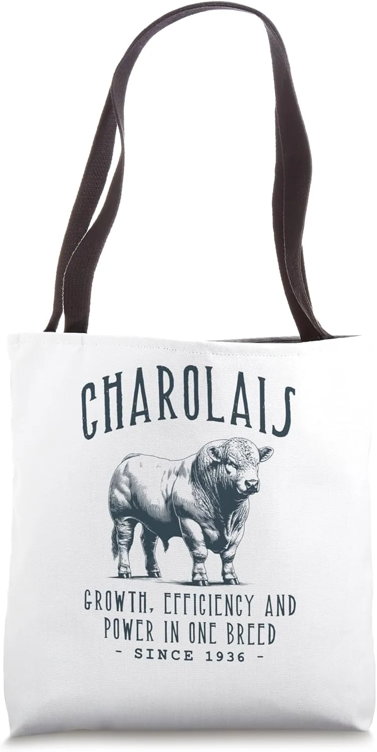 CHAROLAIS CATTLE VINTAGE LIVESTOCK DESIGN Tote Bag