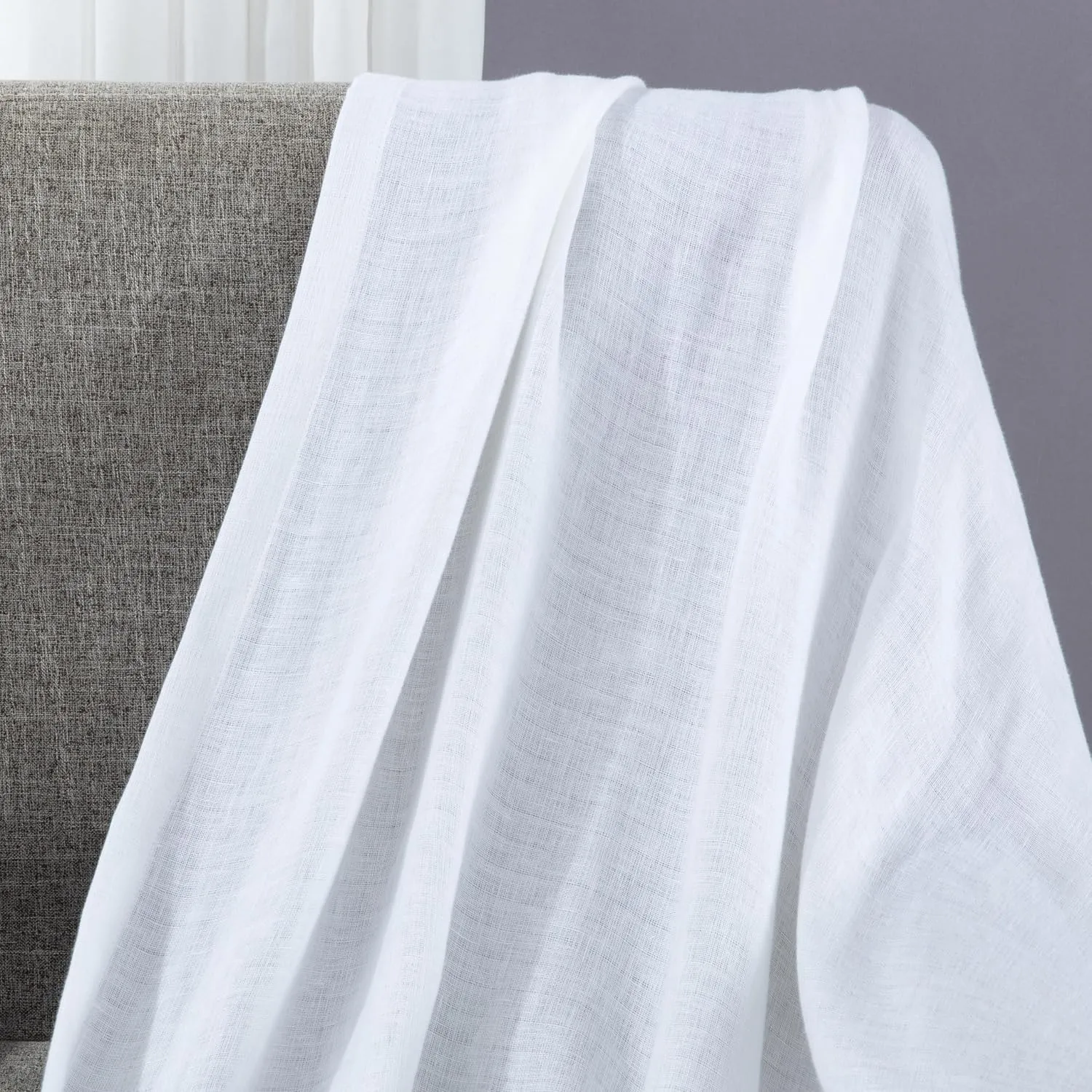 Chezmoi Collection Brussels Belgian Flax Linen Throw Blanket, 50" x 70" - Pre-Washed Super Soft Lightweight Breathable Summer Blanket White Color for Living Room Couch & Bed