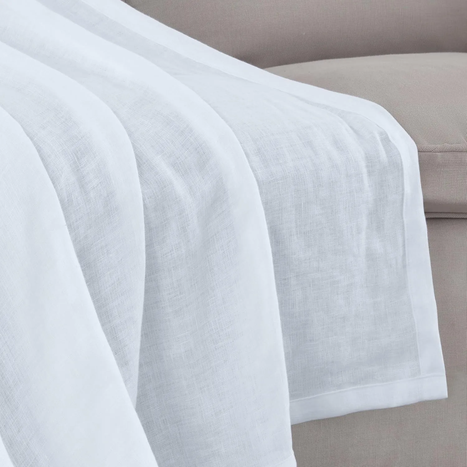Chezmoi Collection Brussels Belgian Flax Linen Throw Blanket, 50" x 70" - Pre-Washed Super Soft Lightweight Breathable Summer Blanket White Color for Living Room Couch & Bed