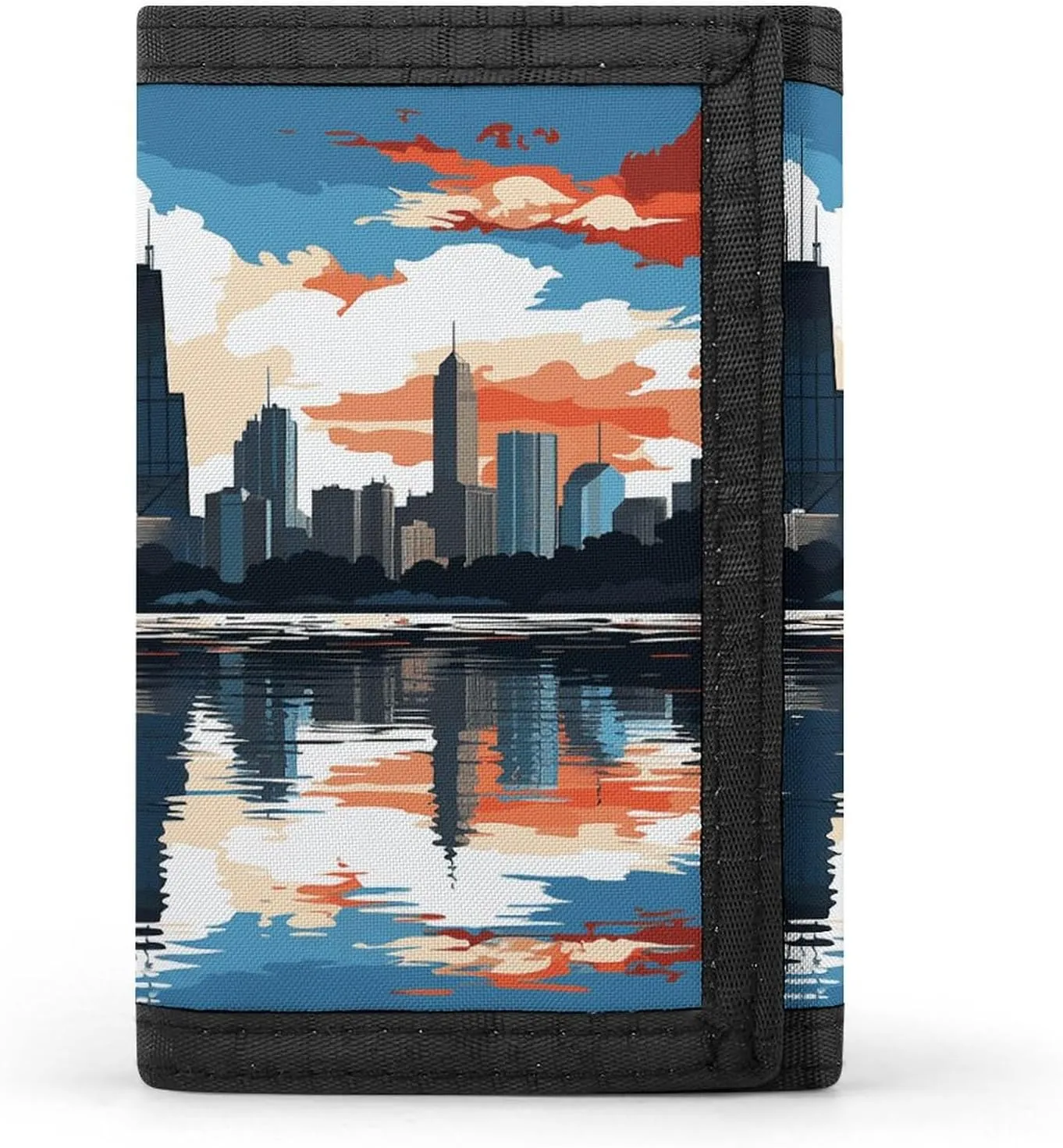 Chicago Skyline Travel Wallet Sleek ID Card Holder Slim Security Three Fold Purse for Men And Women