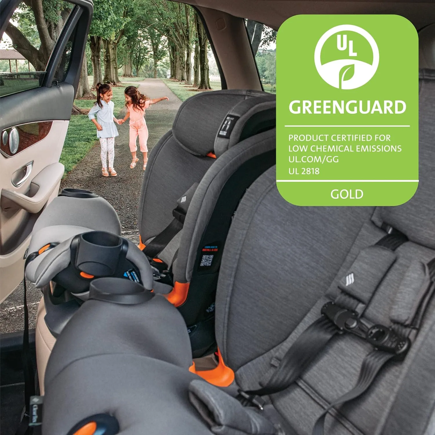 Chicco OneFit ClearTex All-in-One Car Seat, Slim Design, Rear-Facing Seat for Infants 5-40 lbs., Forward-Facing 25-65 lbs., Booster 40-100 lbs., Convertible Car Seat | Obsidian/Black