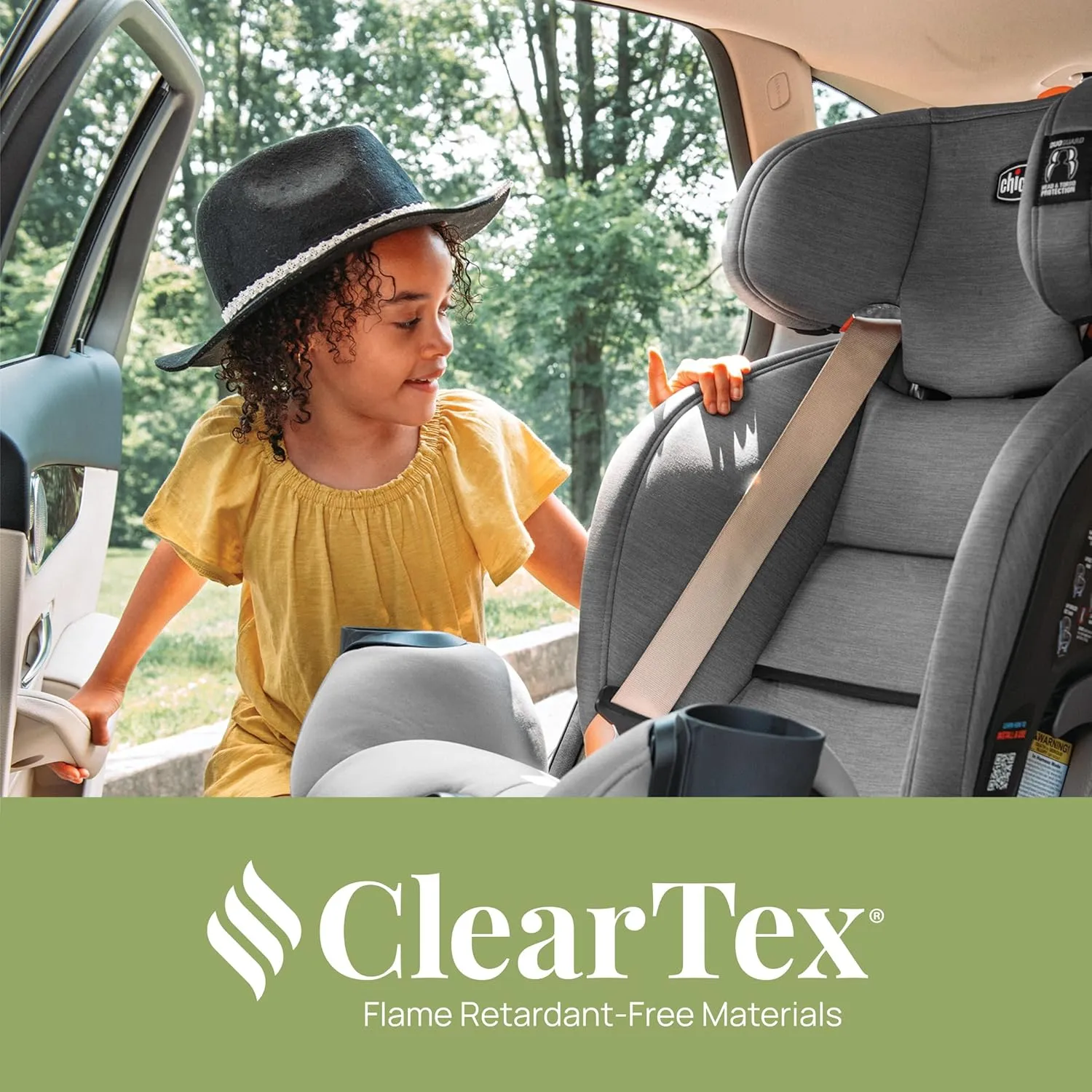 Chicco OneFit ClearTex All-in-One Car Seat, Slim Design, Rear-Facing Seat for Infants 5-40 lbs., Forward-Facing 25-65 lbs., Booster 40-100 lbs., Convertible Car Seat | Obsidian/Black
