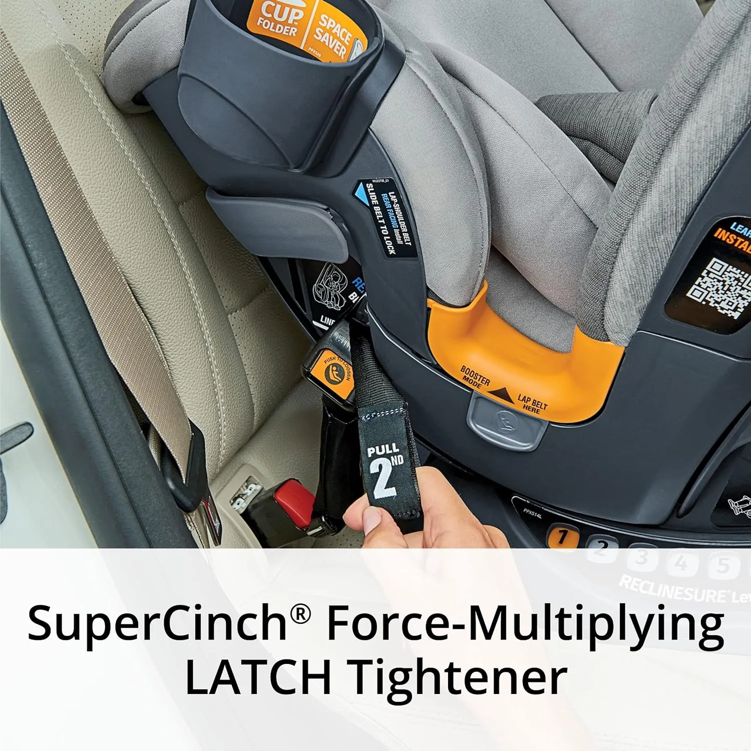 Chicco OneFit ClearTex All-in-One Car Seat, Slim Design, Rear-Facing Seat for Infants 5-40 lbs., Forward-Facing 25-65 lbs., Booster 40-100 lbs., Convertible Car Seat | Obsidian/Black