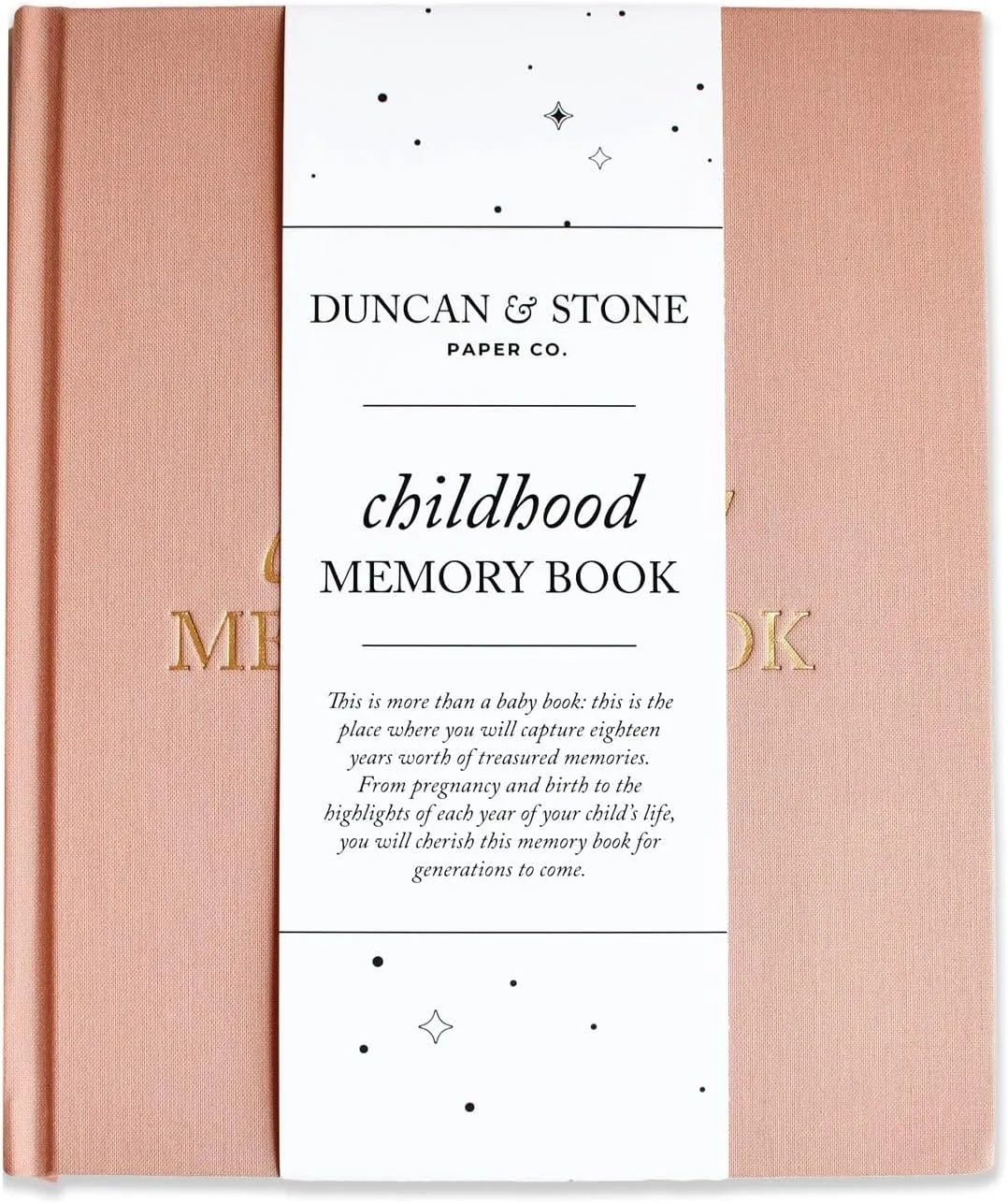 Childhood Memory Book - Elegant Child Memory Book from Pregnancy to Age 18 W/Prompts, Space for Photos & More - Baby Journal (175 Pages, Dusty Rose)