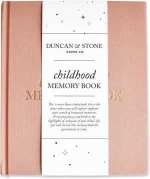 Childhood Memory Book - Elegant Child Memory Book from Pregnancy to Age 18 W/Prompts, Space for Photos & More - Baby Journal (175 Pages, Dusty Rose)