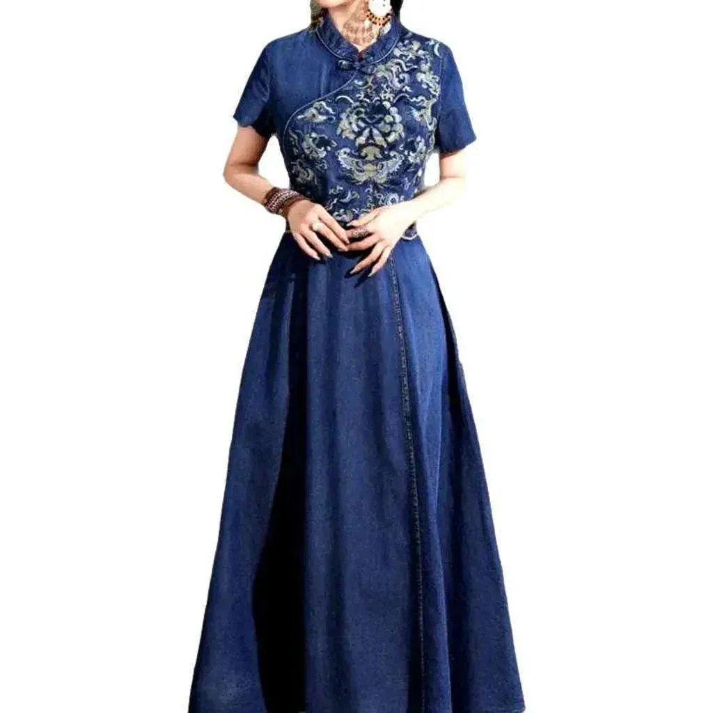 Chinese style boho jeans dress