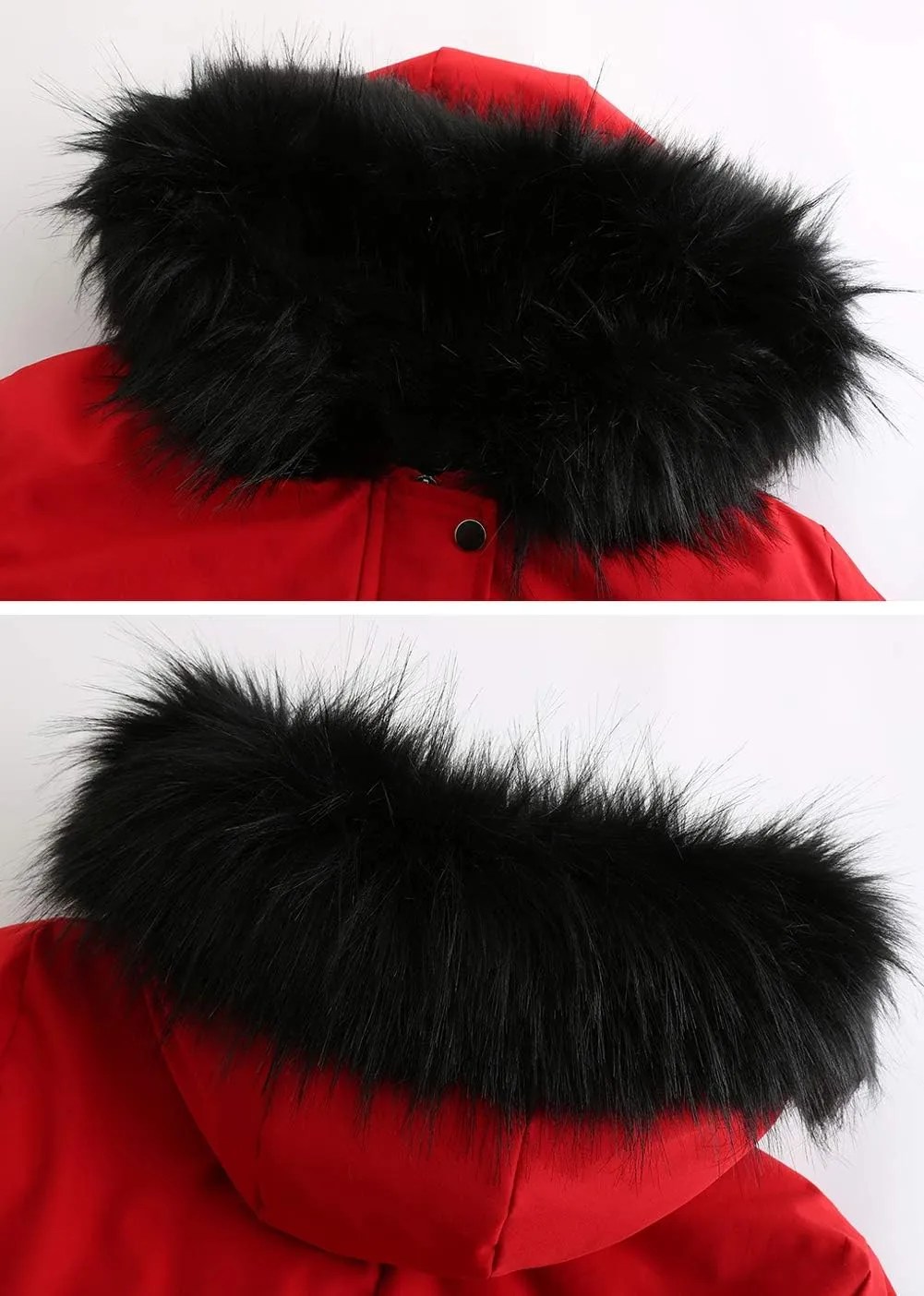 chouyatou Women's Winter Sherpa Lined Faux Fur Hooded Mid Long Safari Parka Coat