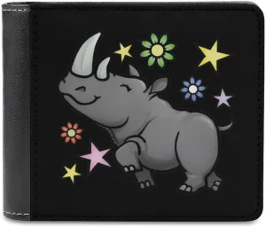 Chubby Unicorm Rhinoceros Fashion Bifold Wallets for Men Women Slim & Thin Credit Card Holder Wallet Purse