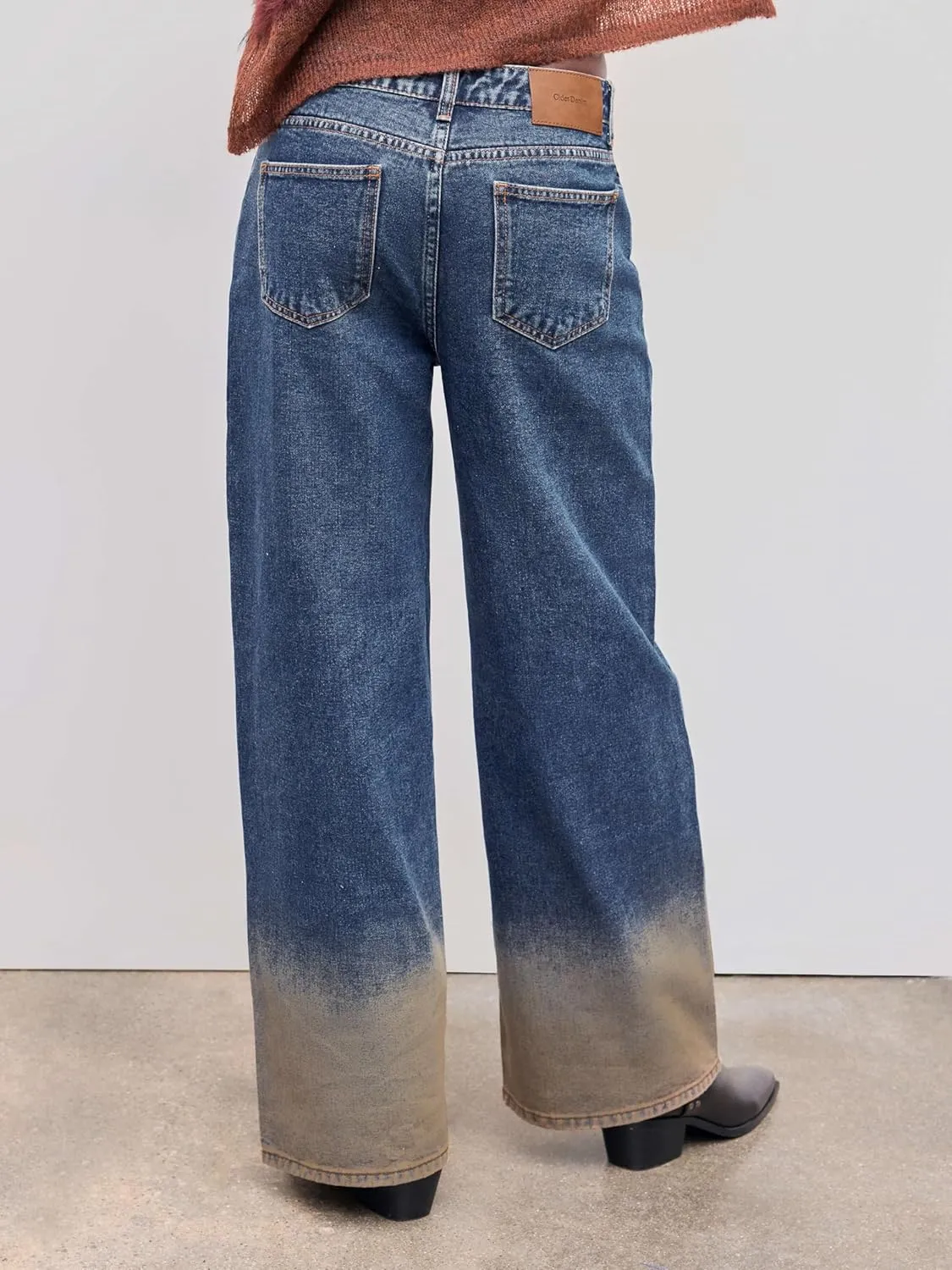 CIDER Women’s Baggy Jeans Wide Straight Leg High Waisted Color Block Casual Y2k Denim Pants with Pockets