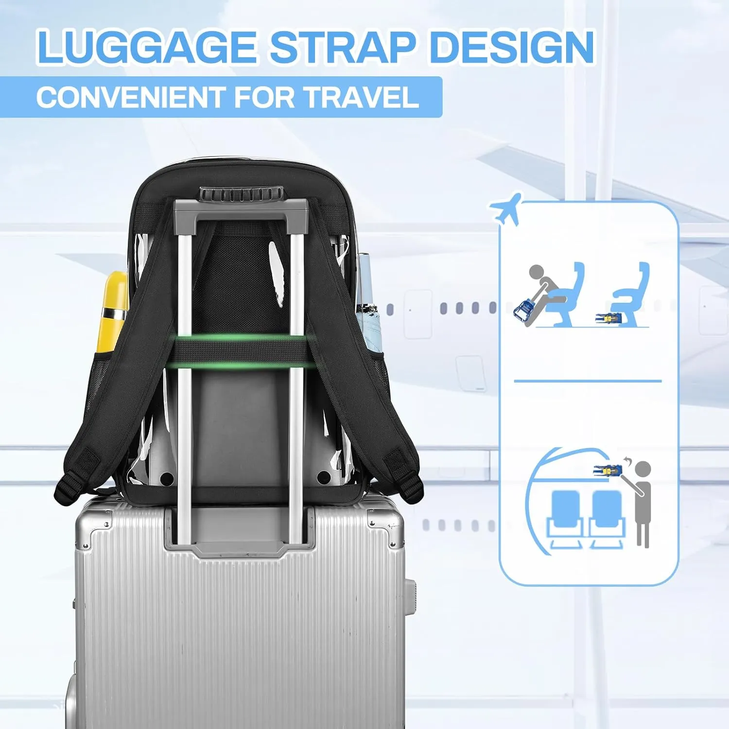 Clear Backpack Stadium Approved, Heavy Duty See Through Book Bag, Black Transparent