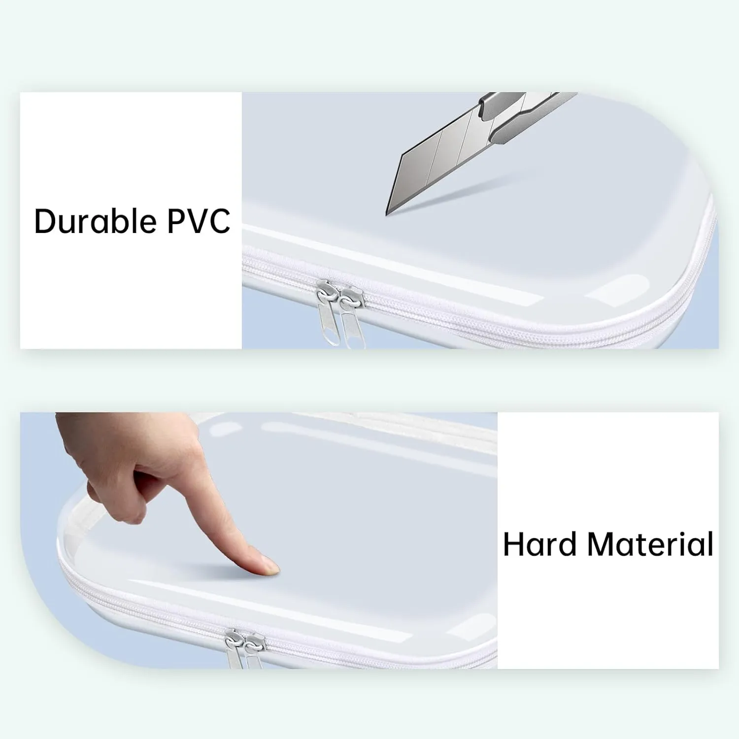 Clear Hard Shell Zipper Case,3PCS Transparent Clear Zipper Pouches,Hard Side Plastic Case Set,Portable Travel Storage Organizer Bins