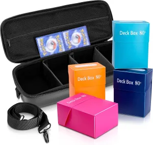 CLOVERCAT Multiple Card Deck Big Box Storage for Magic/Yugioh/TCG with Carrying Bag- Fits All Standard and Smaller Size Play Card