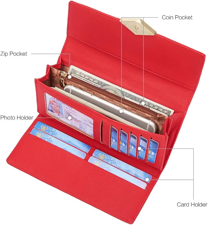 CLUCI Leather Wallet for Women Slim Designer Trifold Ladies Credit Card Holder