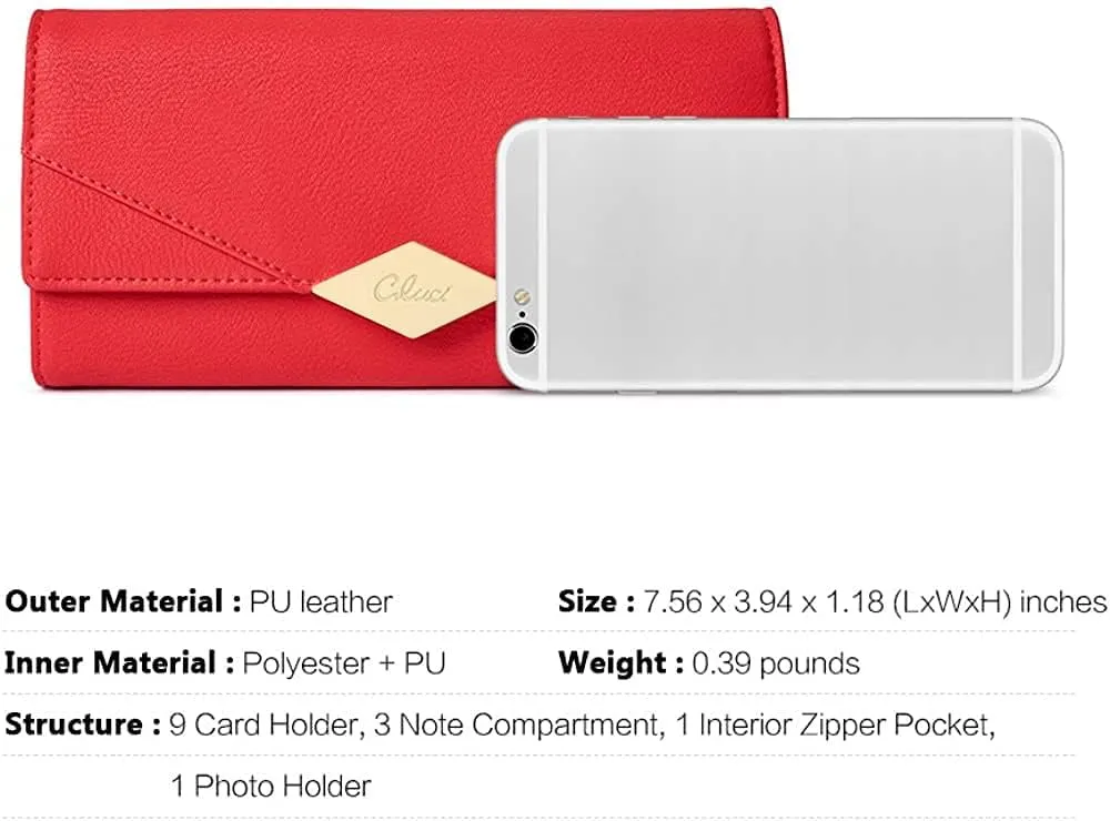 CLUCI Leather Wallet for Women Slim Designer Trifold Ladies Credit Card Holder