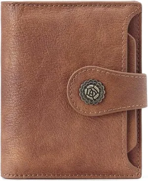 CLUCI Small Wallets for Women RFID Blocking Leather Trifold Compact Credit Card Holder with ID Window Ladies Zipper Coin Purse Two-toned Brown