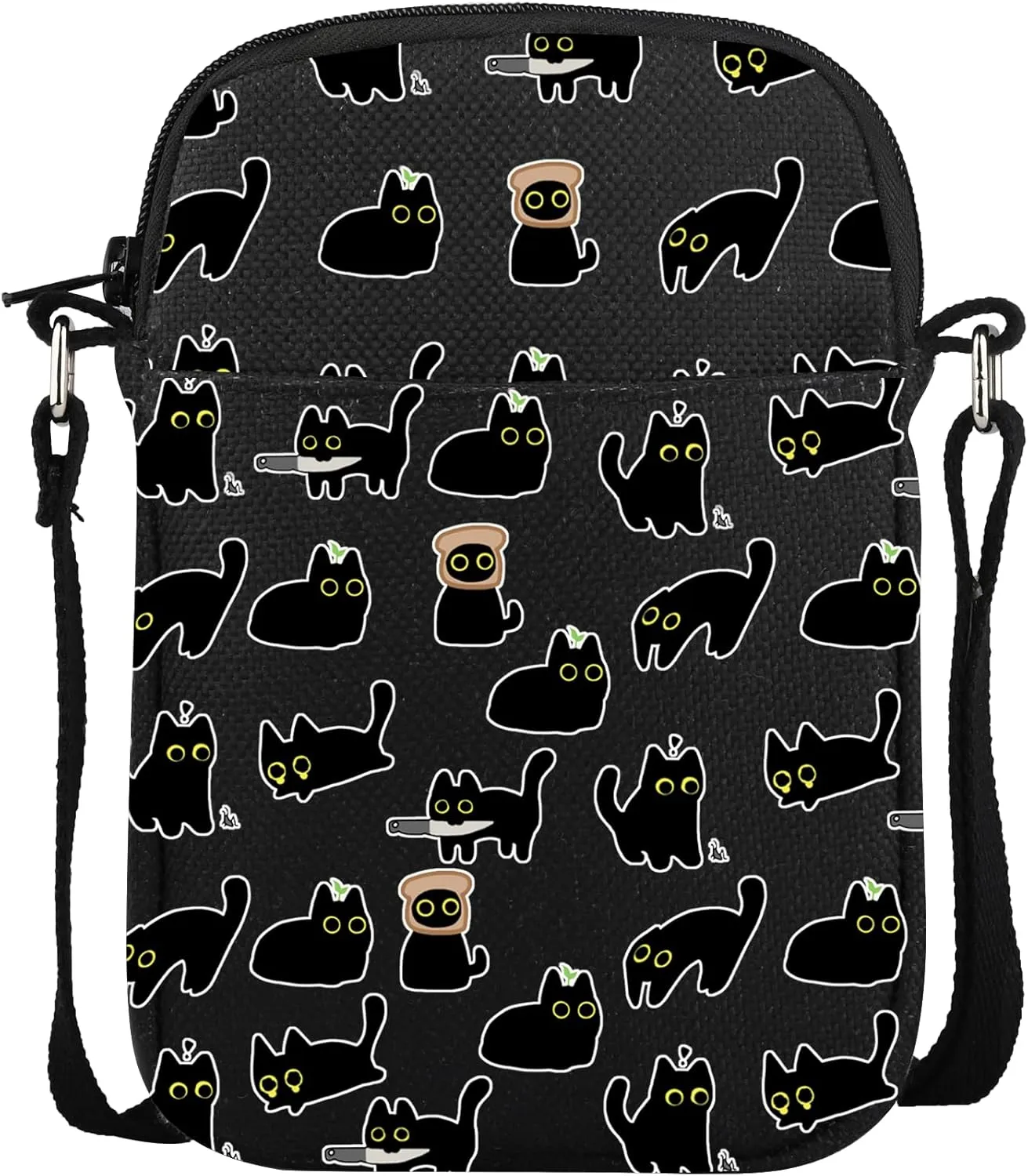 CMNIM Cute Black Cat Crossbody Bag Modern Animal Kittens Shoulder Messenger Bag Black Cat Gifts for Cat Lovers Cat Mama Purse