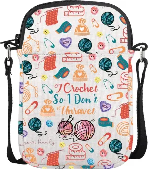 CMNIM Funny Crochet Gifts Knitting Crossbody Bag With Adjustable Strap for Crochet Lovers Gifts Ideas Yarn Shoulder Bag