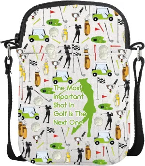 CMNIM Golf Gifts Funny Golfer Gifts The Most Important Shot In Golf Is The Next One Crossbody Bag Golf Player Team Club Gifts