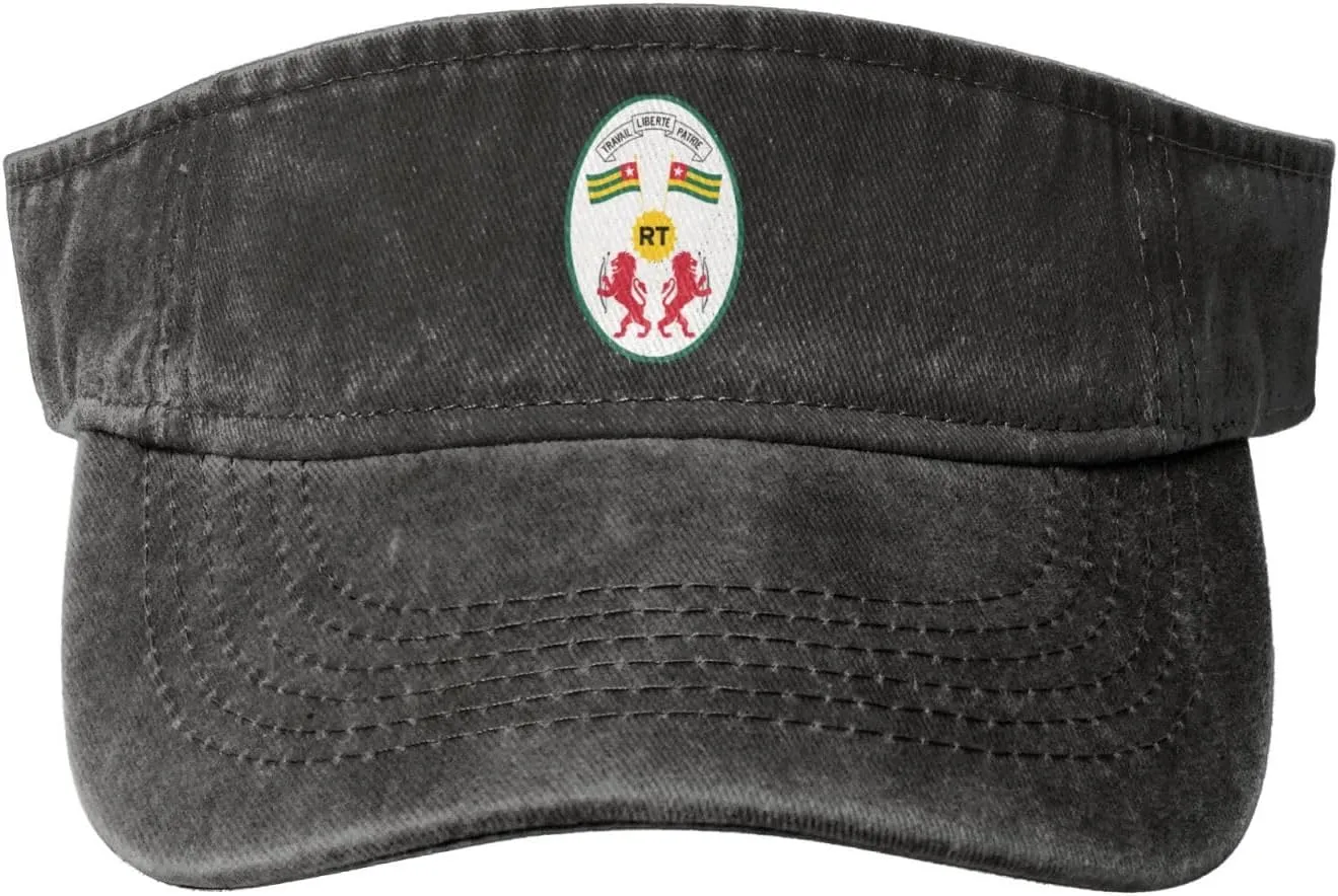 Coat of Arms Togo Washed Denim Visor Hat for Men & Women, Adjustable Sun Cap with UV Protection