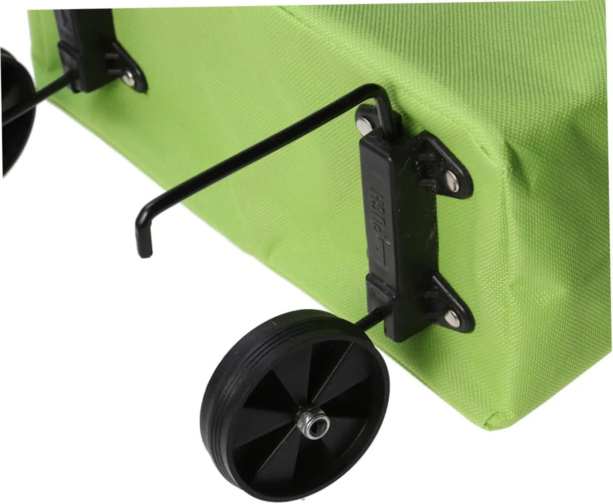 Collapsible Luggage Cart Portable Folded Shopping Trolley for Vegetables Groceries Lightweight Design for Travel Sports and Daily Shopping Green