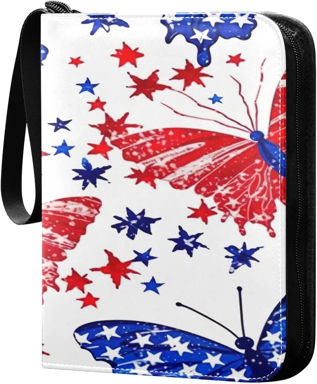 Colorful Butterfly Collectible Trading Card Albums,4-Pocket Card Binder with 50 Removable Sleeves with Zipper Game Card Collection Binder Album Holder