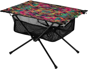 Colorful Tribal Design Portable Folding Camping Table, Compact Lightweight Beach Table with Carrying Bag for Outdoor Picnics, BBQs, Camp