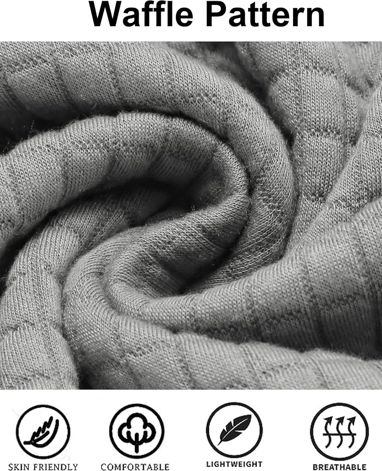 COOFANDY Mens Hooded Sweatshirt Casual Long Sleeve Drawstring Waffle Knit Pullover Hoodies