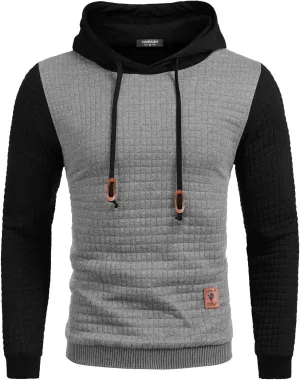 COOFANDY Mens Hooded Sweatshirt Casual Long Sleeve Drawstring Waffle Knit Pullover Hoodies