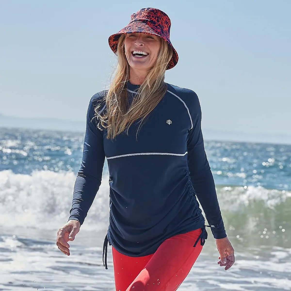 Coolibar UPF 50  Women's Lawai Ruche Swim Shirt - Sun Protective