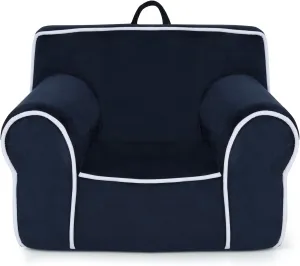 Costzon Kids Couch, Toddler Soft Sofa Chair w/Removable & Washable Velvet Surface for Preschool, Play Room, Nursery, Kindergarten, Toddler Sofa Couch for 0-5 Boys Girls Birthday Gift (Navy Blue)