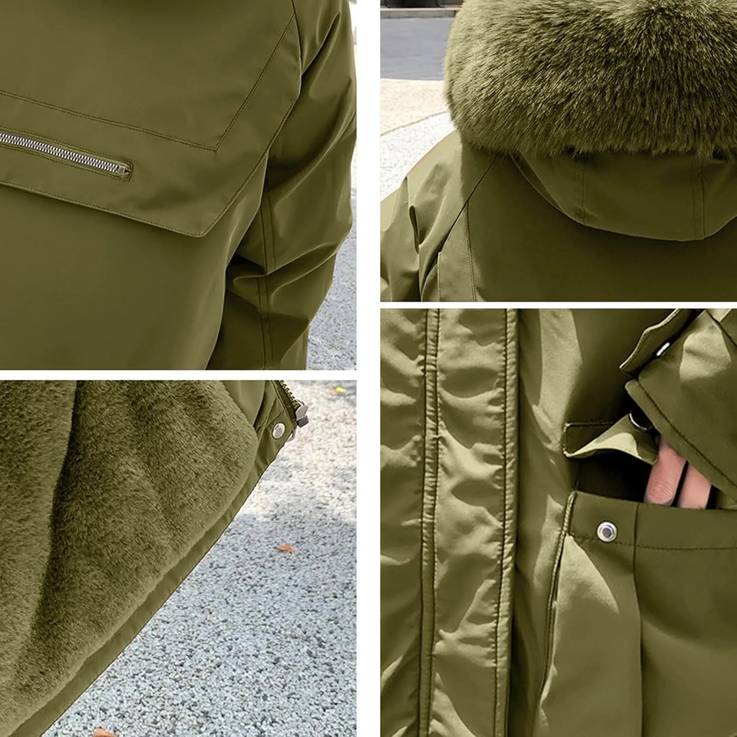 Cotton Winter Puffer Parka Jacket for Women Furry Fur Hooded Quilted Trendy Warm Windproof Thicken Casual Outerwear