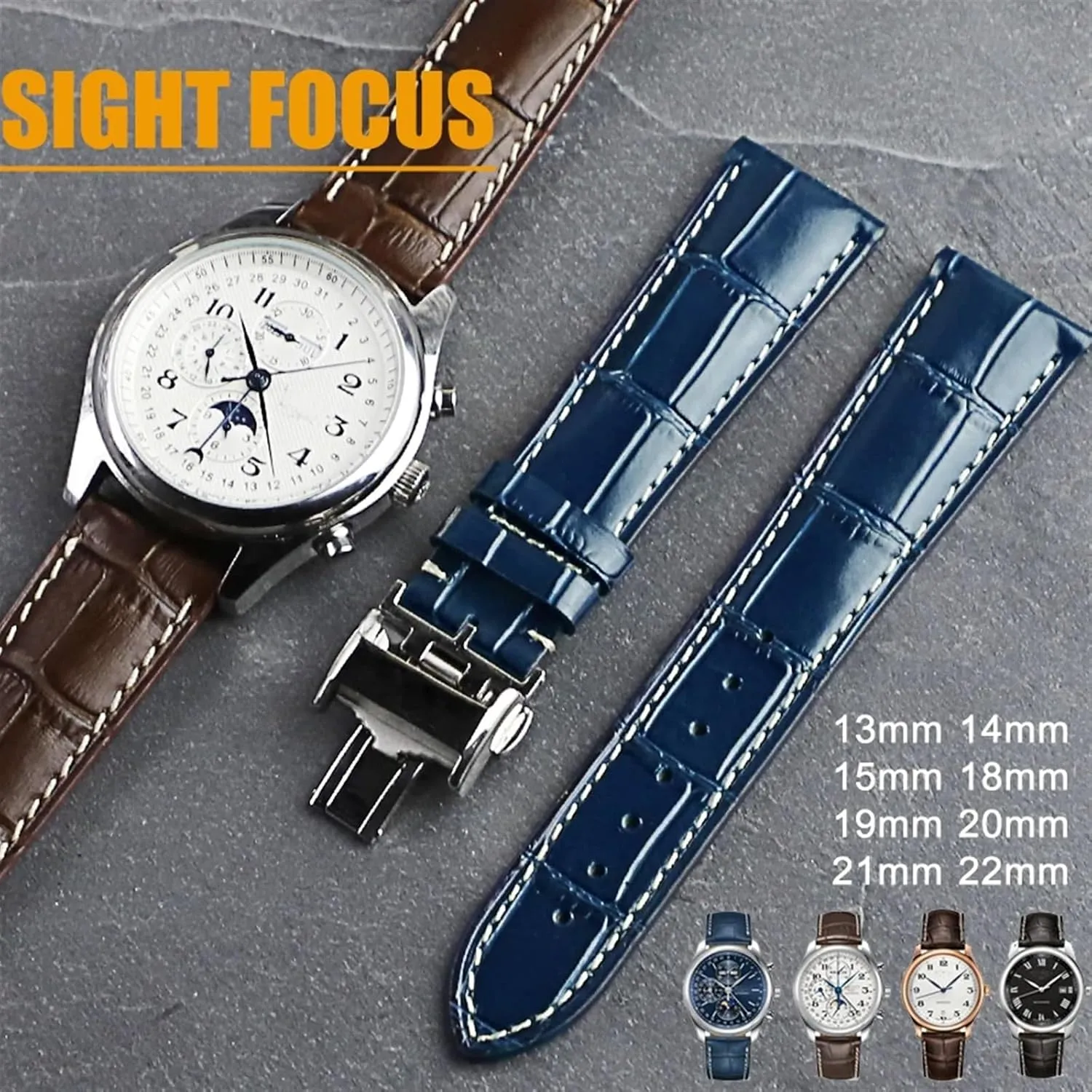 Cowhide Leather Watchbands for L2 L4 Master Collection Flagship Evidenza Strap Watch Bands Calfskin Bracelet L2.628.673