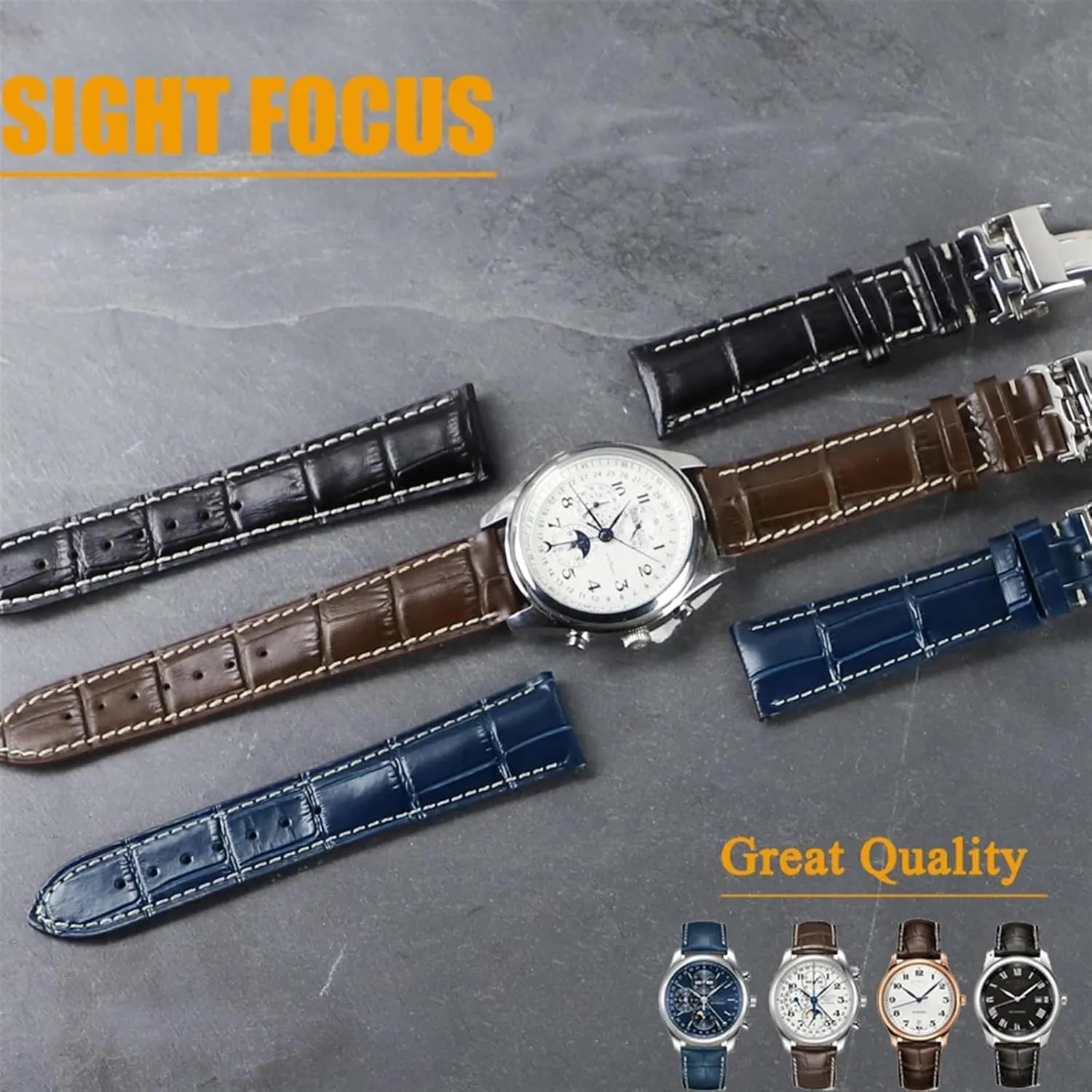 Cowhide Leather Watchbands for L2 L4 Master Collection Flagship Evidenza Strap Watch Bands Calfskin Bracelet L2.628.673