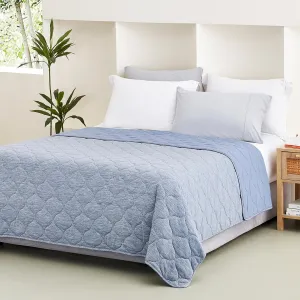 Cozy Bliss Cooling Dual-Sided Blanket for Hot Sleepers, Q-Max>0.46 Lightweight Soft Breathable All Seasons Double Side Cooling Throw for Night Sweats (Denim Blue, 80"x90")