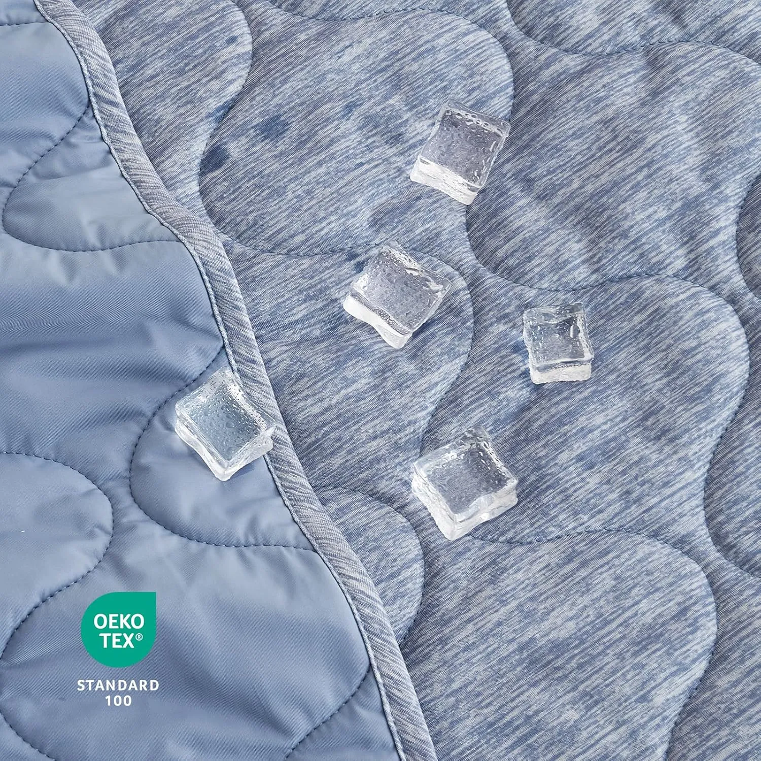 Cozy Bliss Cooling Dual-Sided Blanket for Hot Sleepers, Q-Max>0.46 Lightweight Soft Breathable All Seasons Double Side Cooling Throw for Night Sweats (Denim Blue, 80"x90")