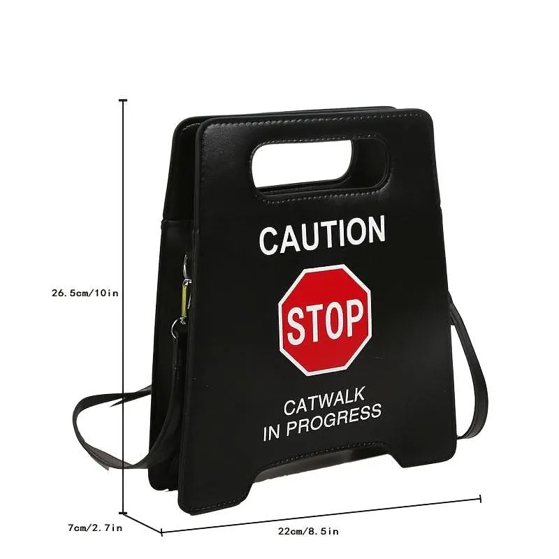 Creative Stop Sign Crossbody Bag – Faux Leather Novelty Messenger Bag for Women