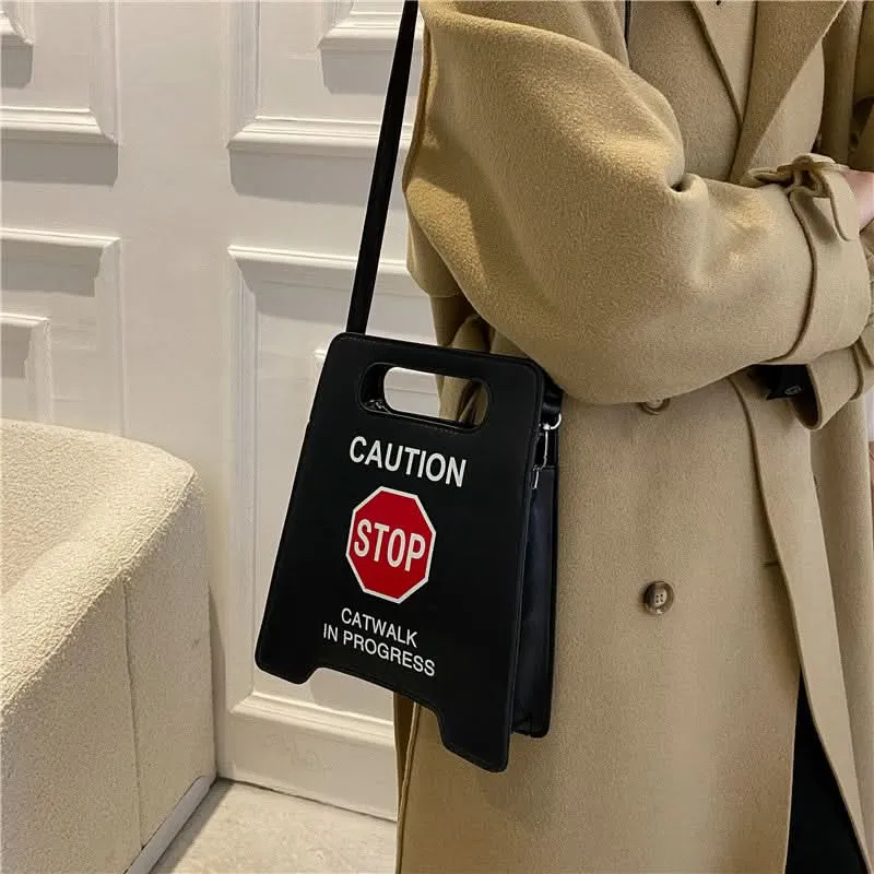 Creative Stop Sign Crossbody Bag – Faux Leather Novelty Messenger Bag for Women
