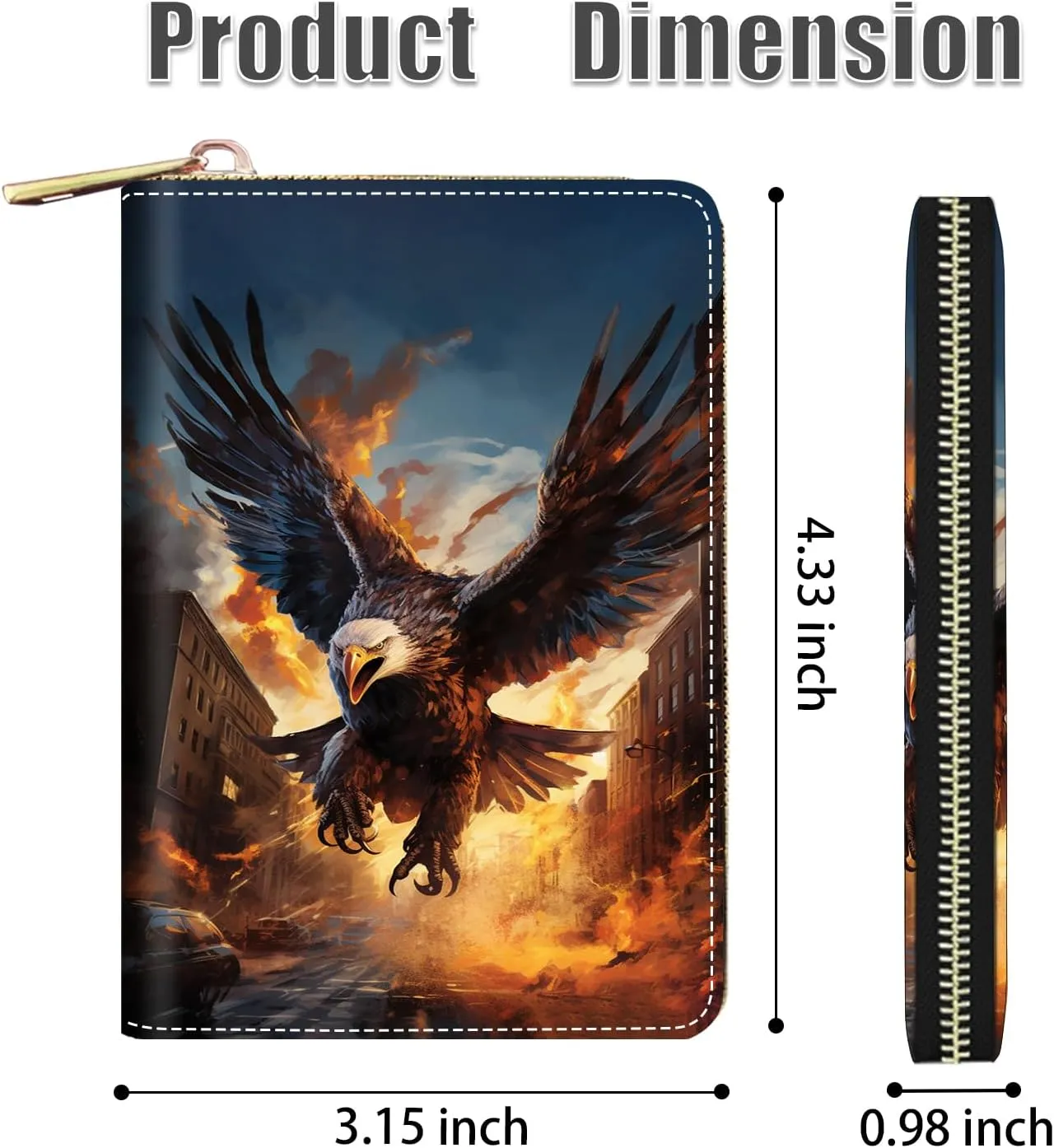 Credit Card Holder Wallets for Women, RFID Blocking Small Leather Card Case Wallet with Zipper Accordion Wallets, Bald Eagle