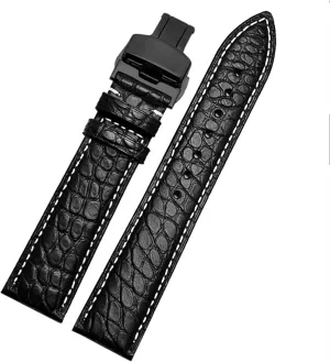 Crocodile leather watchband for any brand wristband 20mm straps with folding clasp
