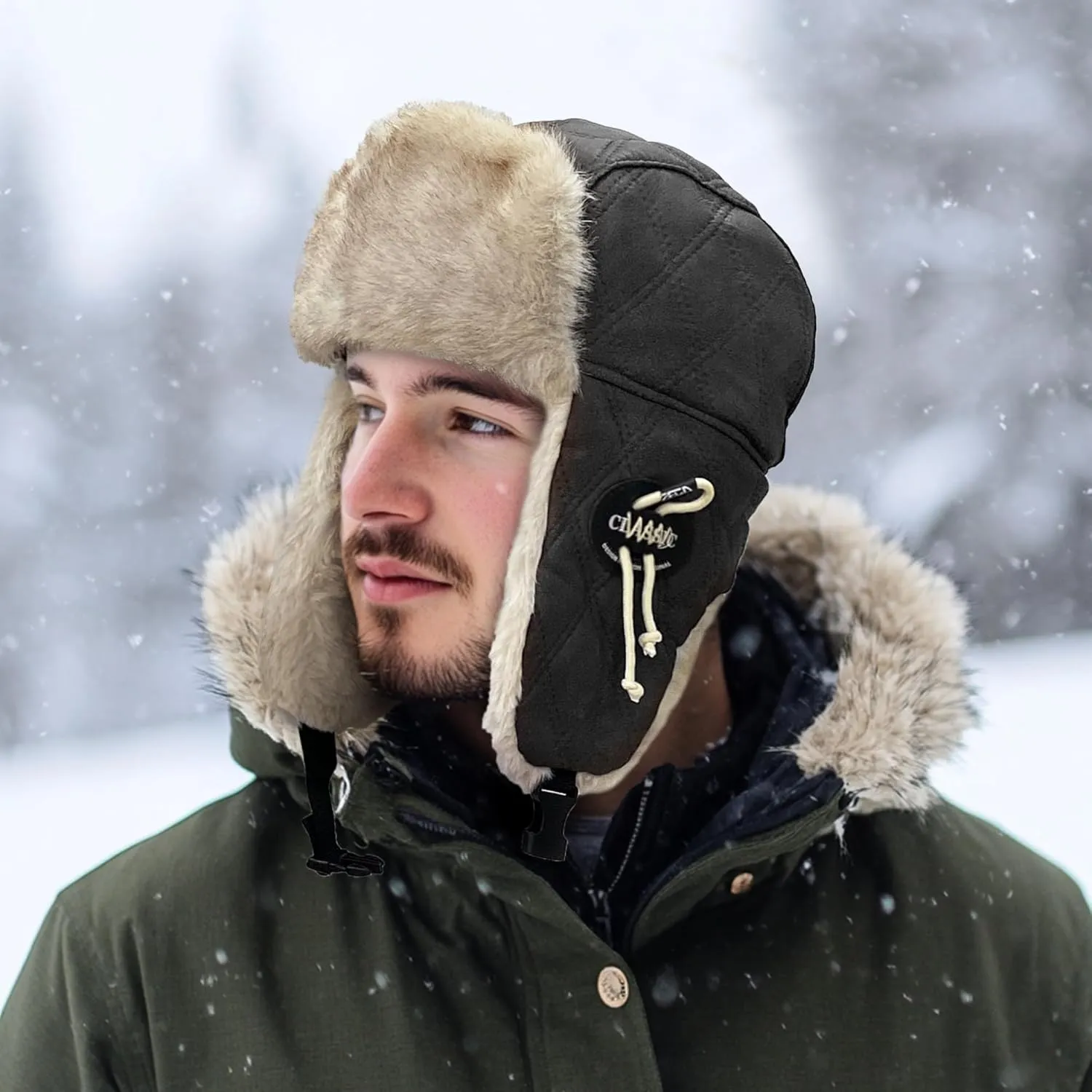 Croogo Trapper Hat Winter Hats for Men Trooper Russian Warm Hat with Ear Flaps Women Ushanka Fur Hat Windproof Ski Hat
