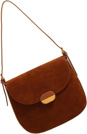 Crossbody Handbag，Retro Korean Faux Suedes Leather Shoulder Bag for Women Small Crossbody Satchel Underarm Purse with Adjustable Strap