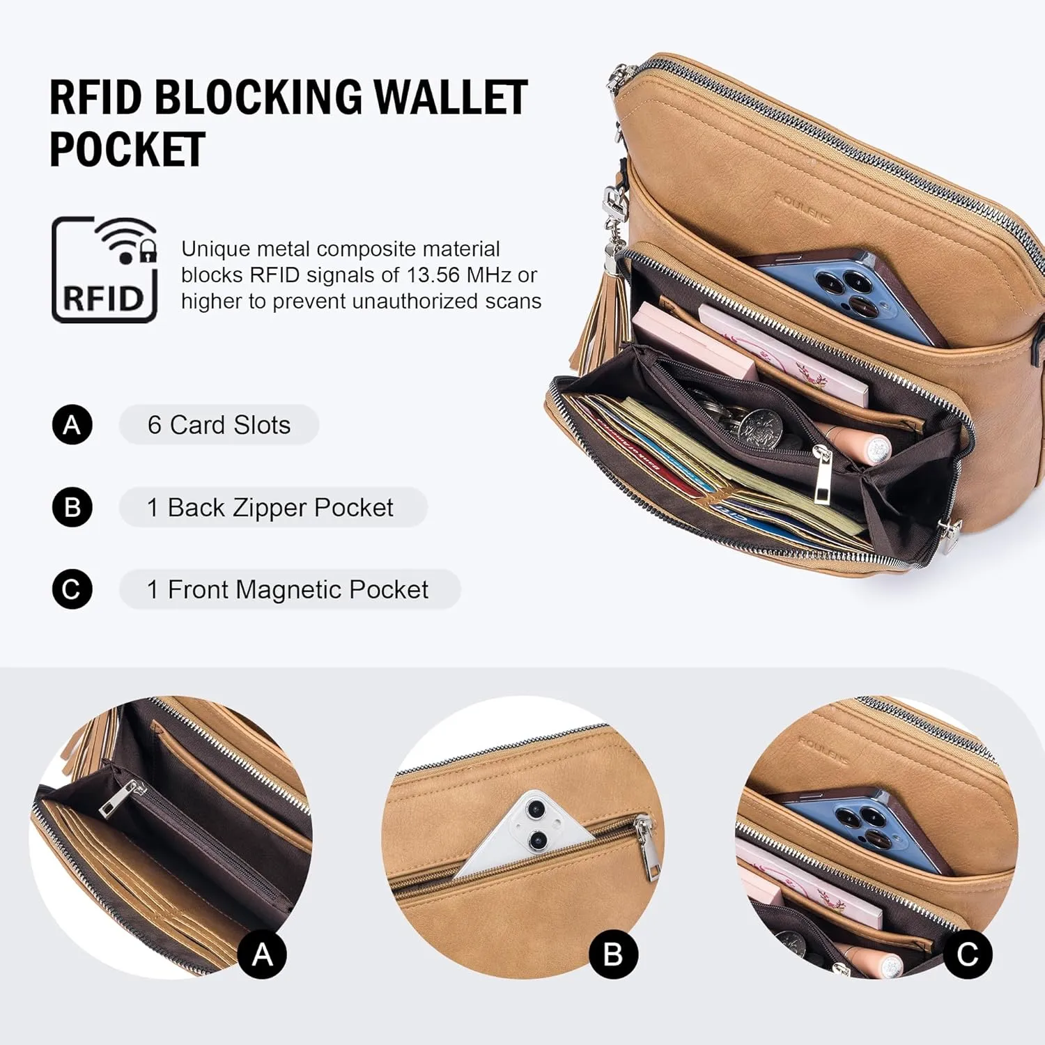 Crossbody Purse for Women,Lightweight Medium Crossbody Bag Soft Leather Women's Shoulder Handbags with Tassel