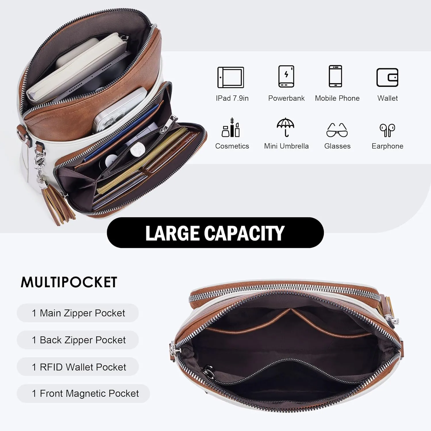 Crossbody Purse for Women,Lightweight Medium Crossbody Bag Soft Leather Women's Shoulder Handbags with Tassel