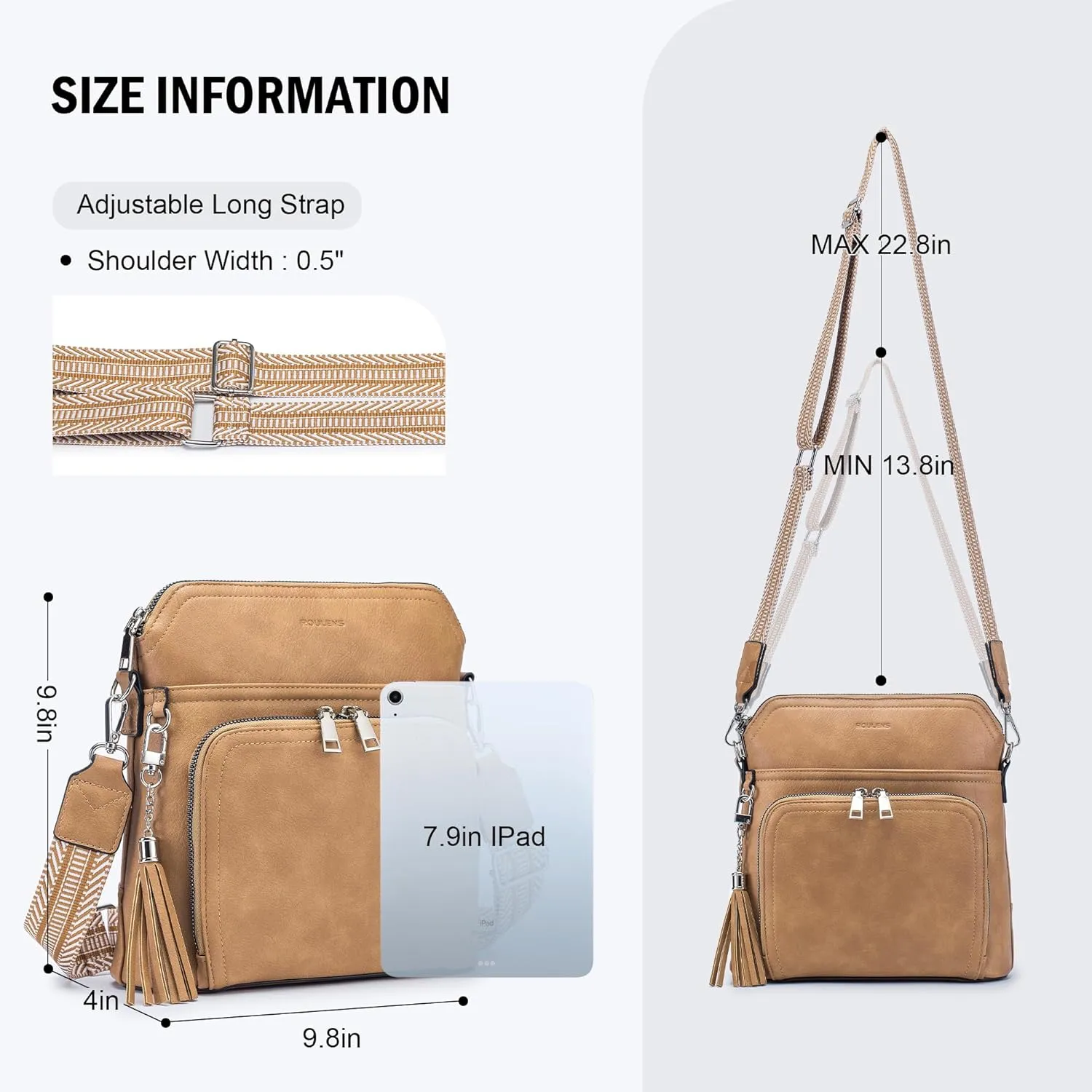 Crossbody Purse for Women,Lightweight Medium Crossbody Bag Soft Leather Women's Shoulder Handbags with Tassel