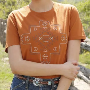 Cruel Women's Southwestern Embroidered T-Shirt in Copper
